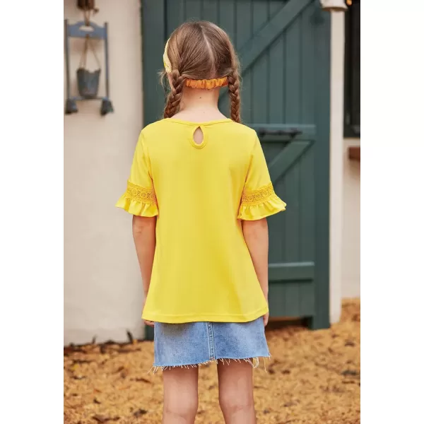 Arshiner Girls T-Shirt Kids Casual Tunic Tops Lace Short Sleeve Loose Soft Blouse