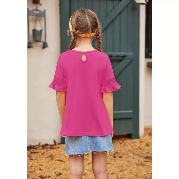 Arshiner Girls T-Shirt Kids Casual Tunic Tops Lace Short Sleeve Loose Soft Blouse