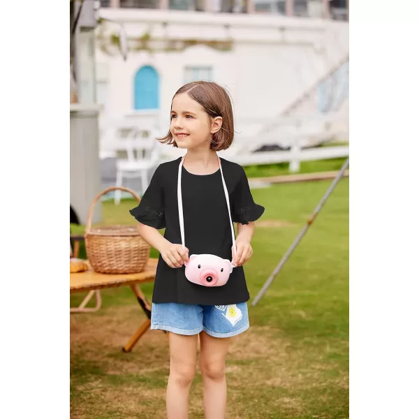 Arshiner Girls T-Shirt Kids Casual Tunic Tops Lace Short Sleeve Loose Soft Blouse