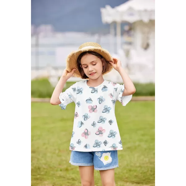 Arshiner Girls T-Shirt Kids Casual Tunic Tops Lace Short Sleeve Loose Soft Blouse