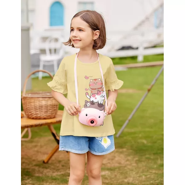 Arshiner Girls T-Shirt Kids Casual Tunic Tops Lace Short Sleeve Loose Soft Blouse