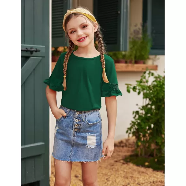 Arshiner Girls T-Shirt Kids Casual Tunic Tops Lace Short Sleeve Loose Soft Blouse