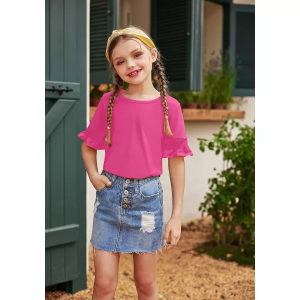 Arshiner Girls T-Shirt Kids Casual Tunic Tops Lace Short Sleeve Loose Soft Blouse
