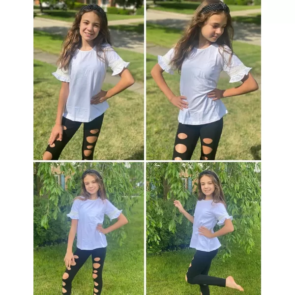 Arshiner Girls T-Shirt Kids Casual Tunic Tops Lace Short Sleeve Loose Soft Blouse