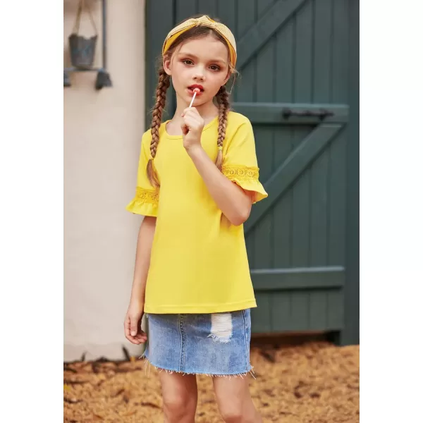 Arshiner Girls T-Shirt Kids Casual Tunic Tops Lace Short Sleeve Loose Soft Blouse