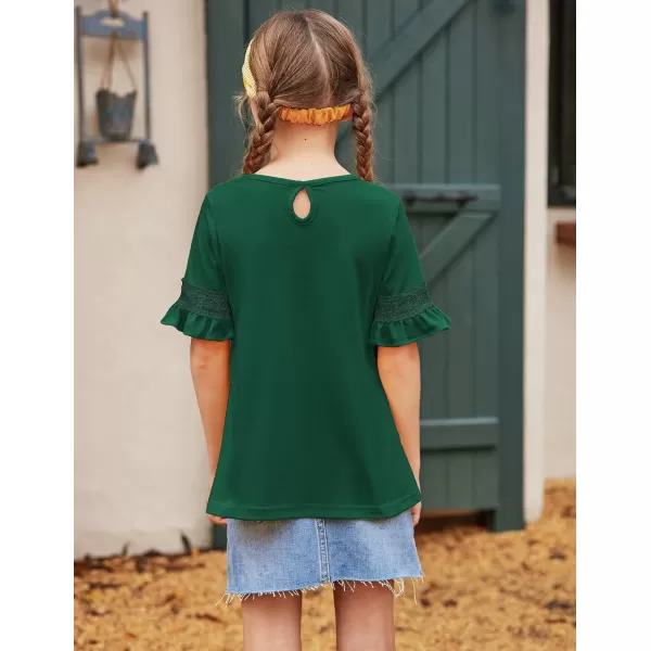 Arshiner Girls T-Shirt Kids Casual Tunic Tops Lace Short Sleeve Loose Soft Blouse