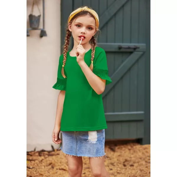 Arshiner Girls T-Shirt Kids Casual Tunic Tops Lace Short Sleeve Loose Soft Blouse