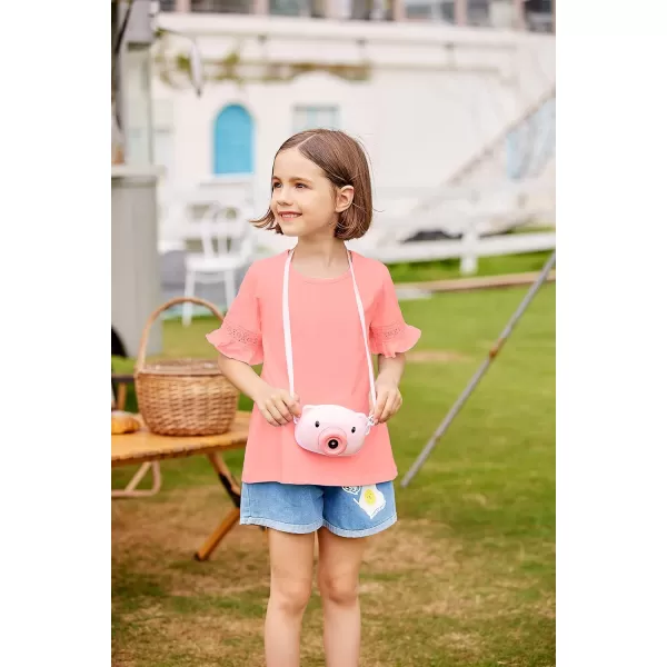Arshiner Girls T-Shirt Kids Casual Tunic Tops Lace Short Sleeve Loose Soft Blouse