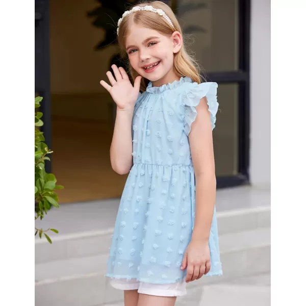 Arshiner Girls T Shirt Ruffle Sleeve Summer Top Chiffon Swiss Dot Frill Neck Cute Blouse Tunic