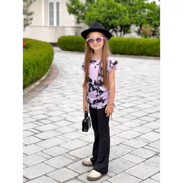 Arshiner Girls T Shirts Ruffle Short Sleeve Ruched Knot Side Tunic Blouse Summer Tee Tops