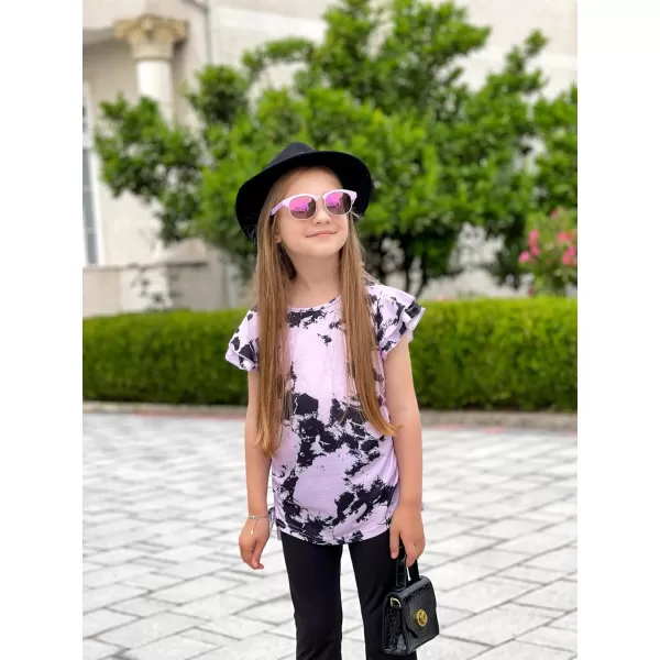 Arshiner Girls T Shirts Ruffle Short Sleeve Ruched Knot Side Tunic Blouse Summer Tee Tops