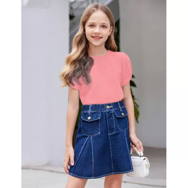 Arshiner Girls T Shirts Twist Short Sleeve Summer Shirts Fashion Crewneck Tops Tee Blouse