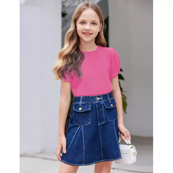 Arshiner Girls T Shirts Twist Short Sleeve Summer Shirts Fashion Crewneck Tops Tee Blouse