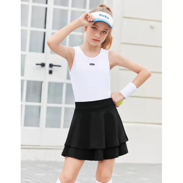 Arshiner Girls Tennis Skirt with Shorts High Waisted Active Skort Running Workout Athletic Golf Skirts with Pockets