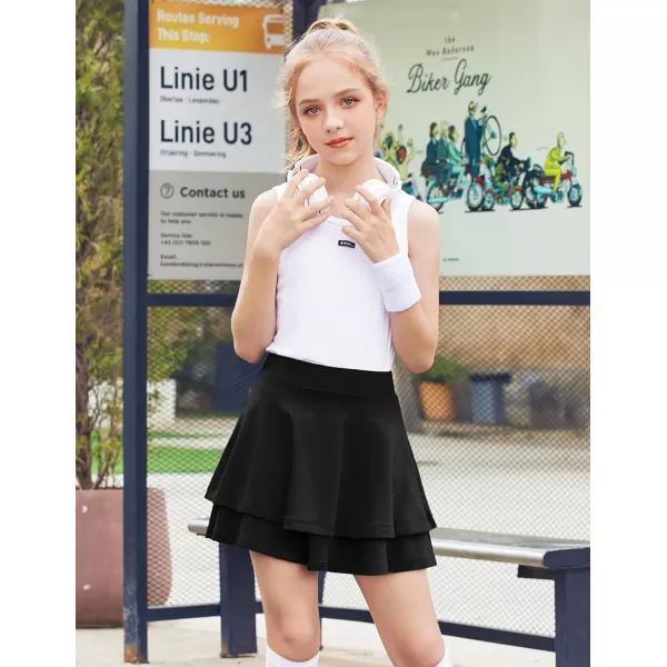 Arshiner Girls Tennis Skirt with Shorts High Waisted Active Skort Running Workout Athletic Golf Skirts with Pockets