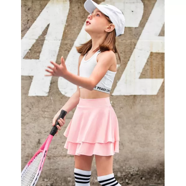 Arshiner Girls Tennis Skirt with Shorts High Waisted Active Skort Running Workout Athletic Golf Skirts with Pockets