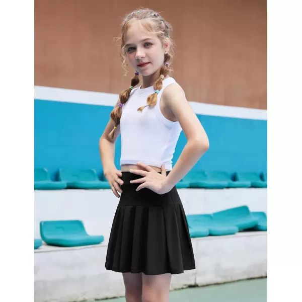 Arshiner Girl's Tennis Skirts with Shorts Athletic Pleated Skirt Workout Performance Skorts with Pockets for Kids 4-13Y