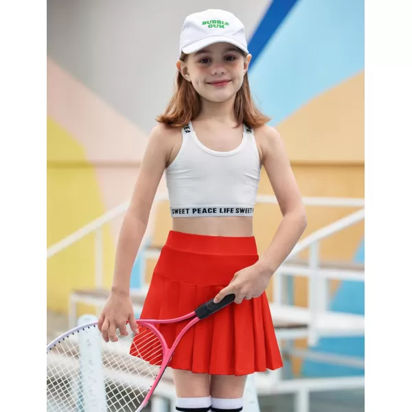 Arshiner Girl's Tennis Skirts with Shorts Athletic Pleated Skirt Workout Performance Skorts with Pockets for Kids 4-13Y