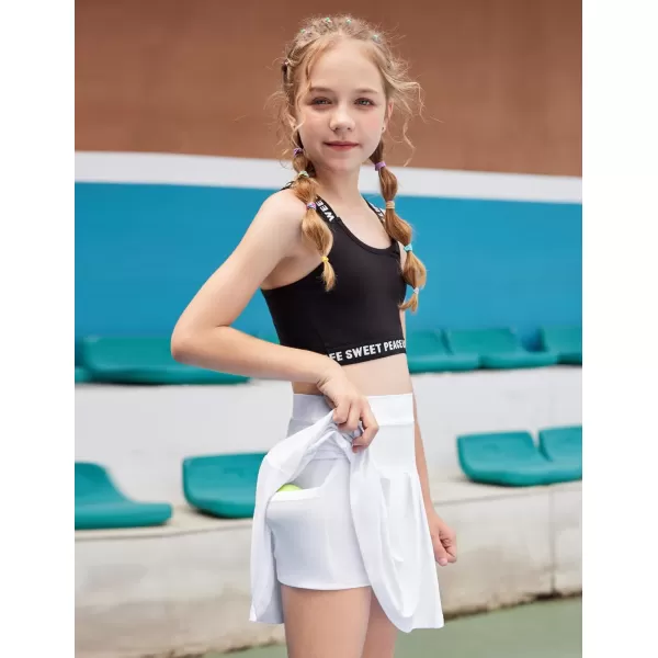 Arshiner Girl's Tennis Skirts with Shorts Athletic Pleated Skirt Workout Performance Skorts with Pockets for Kids 4-13Y