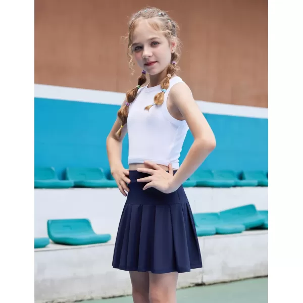 Arshiner Girl's Tennis Skirts with Shorts Athletic Pleated Skirt Workout Performance Skorts with Pockets for Kids 4-13Y