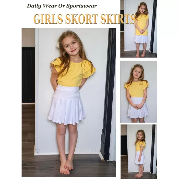 Arshiner Girl's Tennis Skirts with Shorts Athletic Pleated Skirt Workout Performance Skorts with Pockets for Kids 4-13Y