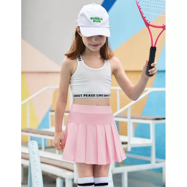 Arshiner Girl's Tennis Skirts with Shorts Athletic Pleated Skirt Workout Performance Skorts with Pockets for Kids 4-13Y