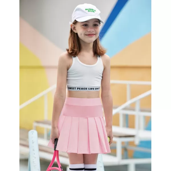 Arshiner Girl's Tennis Skirts with Shorts Athletic Pleated Skirt Workout Performance Skorts with Pockets for Kids 4-13Y
