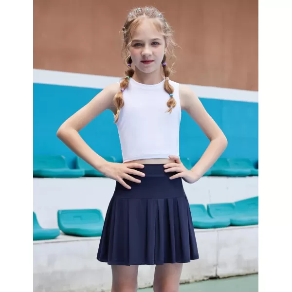 Arshiner Girl's Tennis Skirts with Shorts Athletic Pleated Skirt Workout Performance Skorts with Pockets for Kids 4-13Y