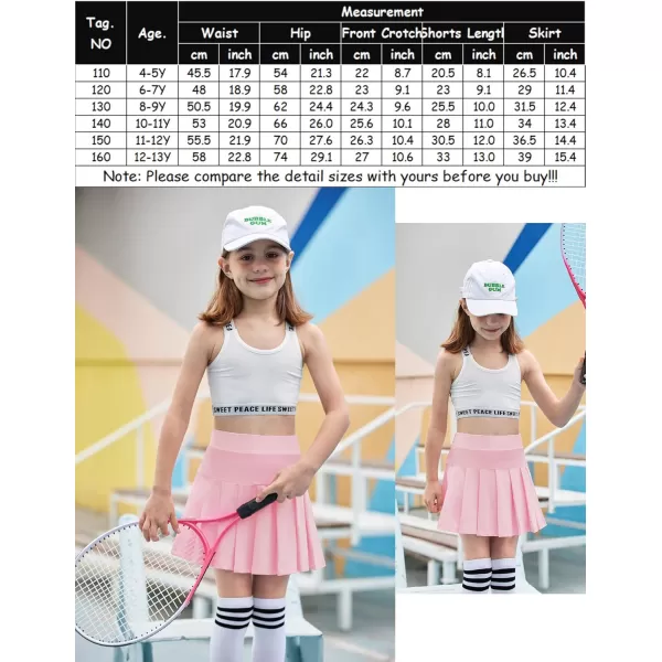 Arshiner Girl's Tennis Skirts with Shorts Athletic Pleated Skirt Workout Performance Skorts with Pockets for Kids 4-13Y