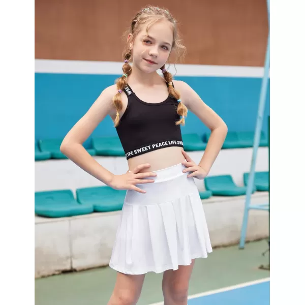 Arshiner Girl's Tennis Skirts with Shorts Athletic Pleated Skirt Workout Performance Skorts with Pockets for Kids 4-13Y