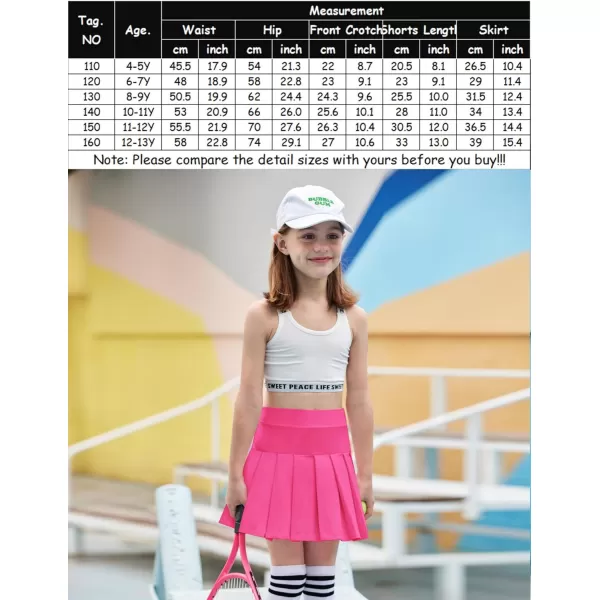 Arshiner Girl's Tennis Skirts with Shorts Athletic Pleated Skirt Workout Performance Skorts with Pockets for Kids 4-13Y