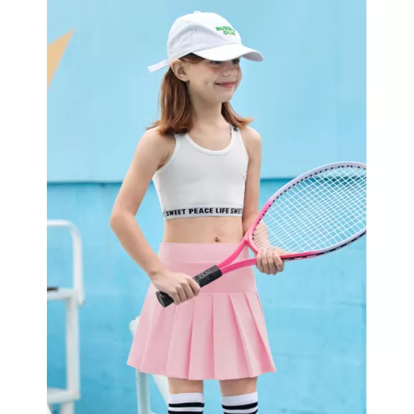 Arshiner Girl's Tennis Skirts with Shorts Athletic Pleated Skirt Workout Performance Skorts with Pockets for Kids 4-13Y