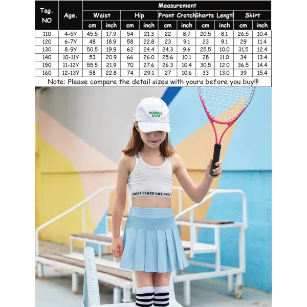 Arshiner Girl's Tennis Skirts with Shorts Athletic Pleated Skirt Workout Performance Skorts with Pockets for Kids 4-13Y