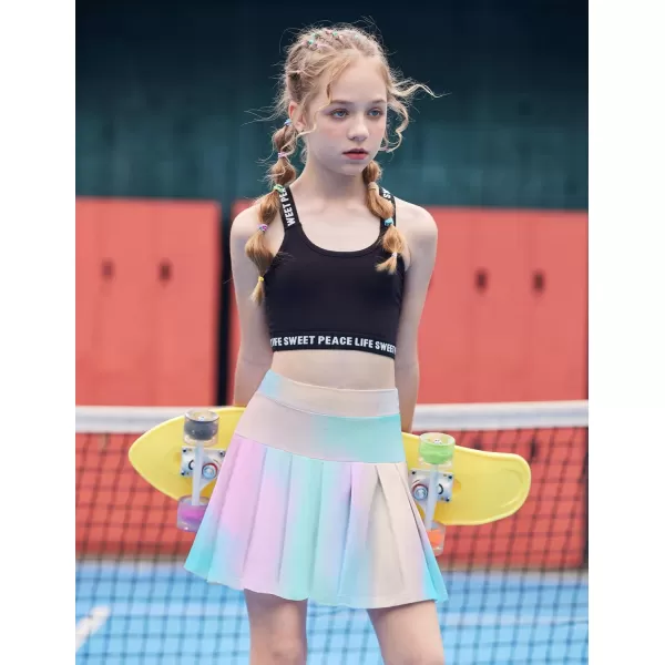 Arshiner Girl's Tennis Skirts with Shorts Athletic Pleated Skirt Workout Performance Skorts with Pockets for Kids 4-13Y