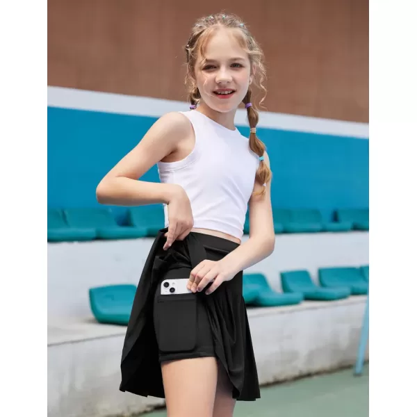 Arshiner Girl's Tennis Skirts with Shorts Athletic Pleated Skirt Workout Performance Skorts with Pockets for Kids 4-13Y