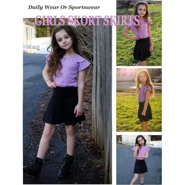 Arshiner Girl's Tennis Skirts with Shorts Athletic Pleated Skirt Workout Performance Skorts with Pockets for Kids 4-13Y