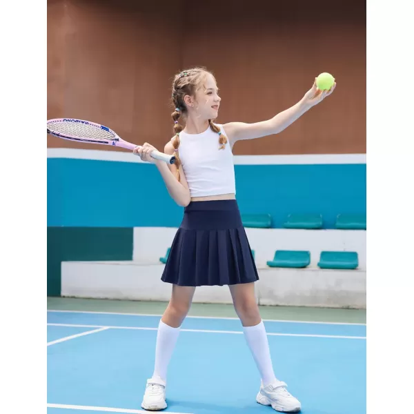 Arshiner Girl's Tennis Skirts with Shorts Athletic Pleated Skirt Workout Performance Skorts with Pockets for Kids 4-13Y