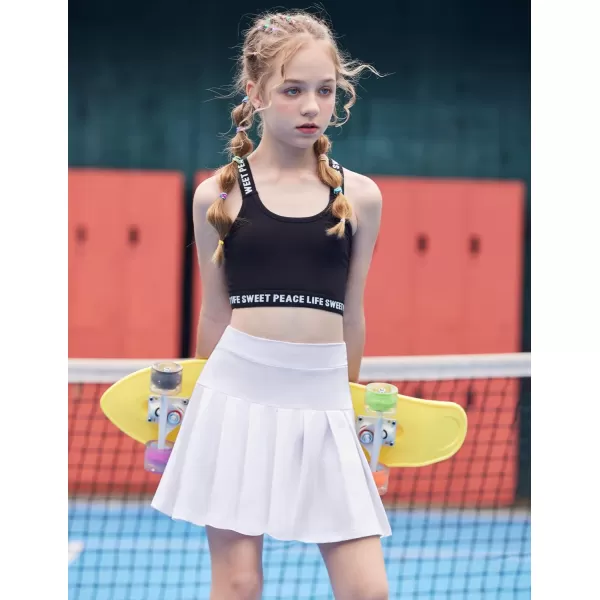 Arshiner Girl's Tennis Skirts with Shorts Athletic Pleated Skirt Workout Performance Skorts with Pockets for Kids 4-13Y