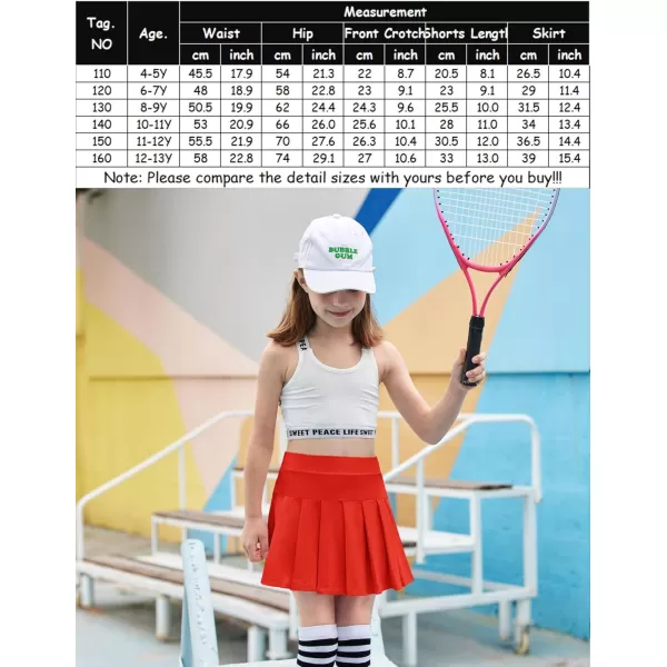 Arshiner Girl's Tennis Skirts with Shorts Athletic Pleated Skirt Workout Performance Skorts with Pockets for Kids 4-13Y