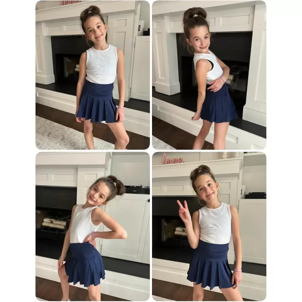 Arshiner Girl's Tennis Skirts with Shorts Athletic Pleated Skirt Workout Performance Skorts with Pockets for Kids 4-13Y