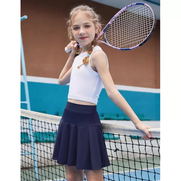 Arshiner Girl's Tennis Skirts with Shorts Athletic Pleated Skirt Workout Performance Skorts with Pockets for Kids 4-13Y