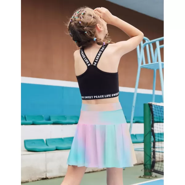 Arshiner Girl's Tennis Skirts with Shorts Athletic Pleated Skirt Workout Performance Skorts with Pockets for Kids 4-13Y