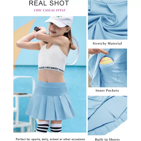 Arshiner Girl's Tennis Skirts with Shorts Athletic Pleated Skirt Workout Performance Skorts with Pockets for Kids 4-13Y