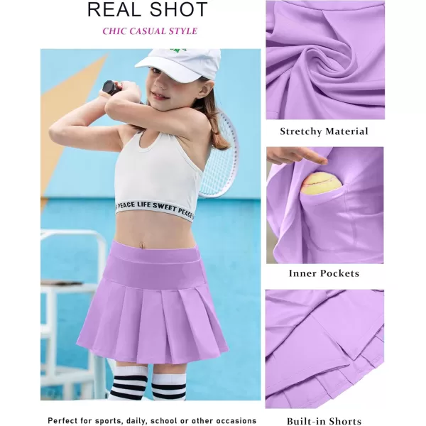 Arshiner Girl's Tennis Skirts with Shorts Athletic Pleated Skirt Workout Performance Skorts with Pockets for Kids 4-13Y
