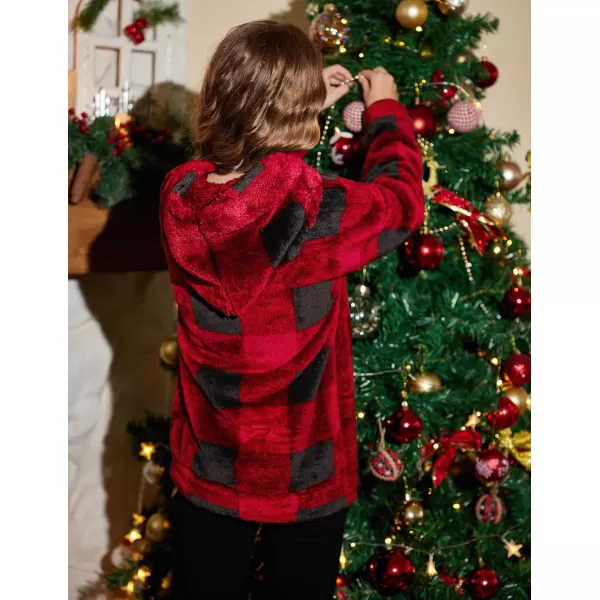 Arshiner Girls Warm Hoodie Sherpa Fleece Pullover Button Up Casual Outerwear Coat With Pockets
