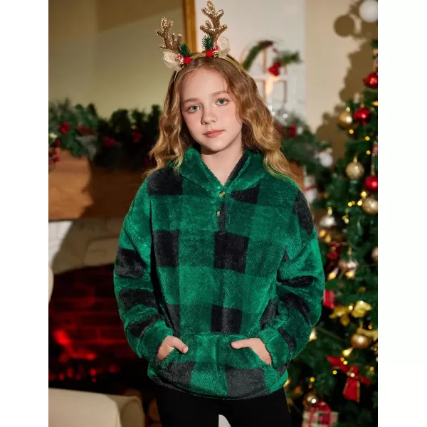 Arshiner Girls Warm Hoodie Sherpa Fleece Pullover Button Up Casual Outerwear Coat With Pockets