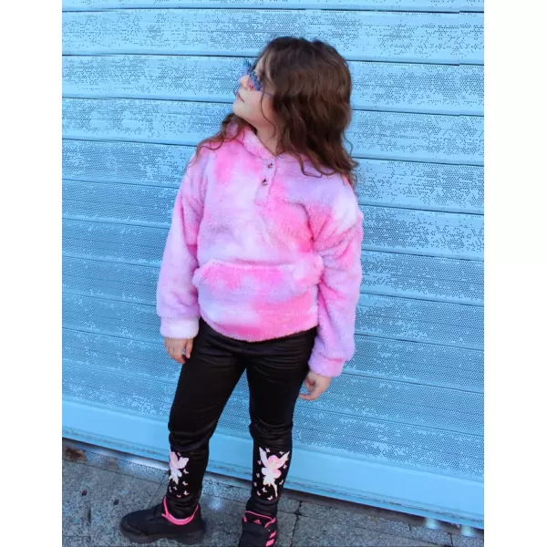 Arshiner Girls Warm Hoodie Sherpa Fleece Pullover Button Up Casual Outerwear Coat With Pockets