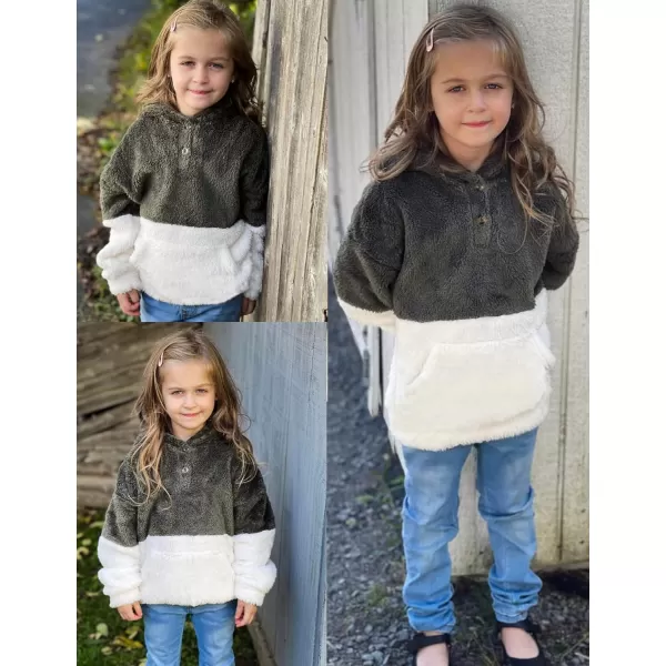 Arshiner Girls Warm Hoodie Sherpa Fleece Pullover Button Up Casual Outerwear Coat With Pockets