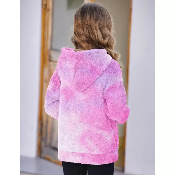 Arshiner Girls Warm Hoodie Sherpa Fleece Pullover Button Up Casual Outerwear Coat With Pockets