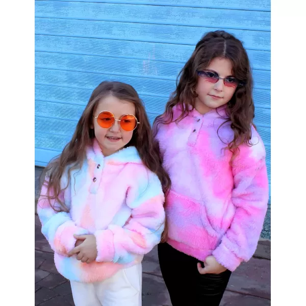 Arshiner Girls Warm Hoodie Sherpa Fleece Pullover Button Up Casual Outerwear Coat With Pockets